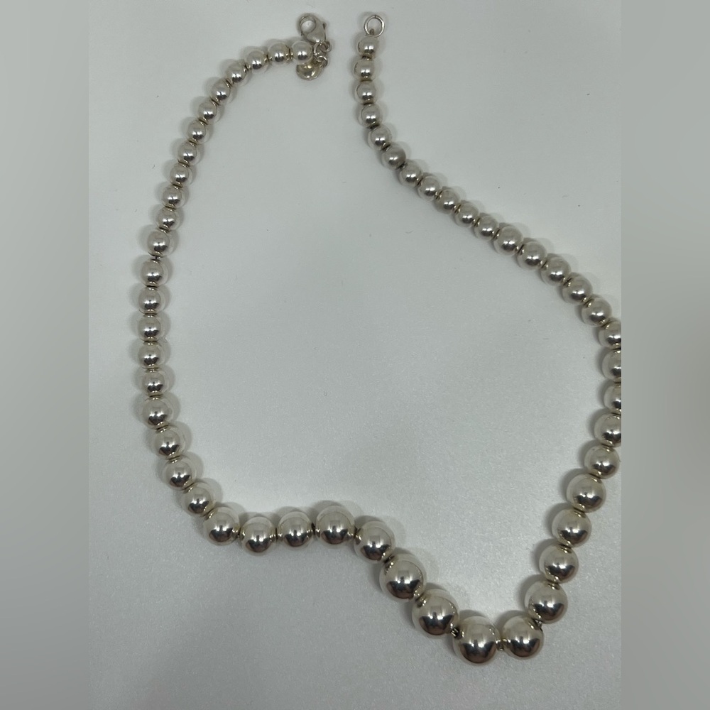 Tiffany & Co Graduated Sterling Silver Hardware Ball Necklace